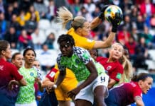 Asisat Oshoala in action at the Women's World Cup