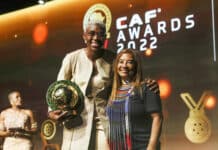 Asisat Oshoala at the CAF awards
