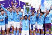 Man City celebrate winning the 2022-23 Premier League title