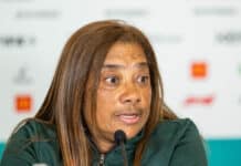 Banyana Banyana coach Desiree Ellis at a press conference